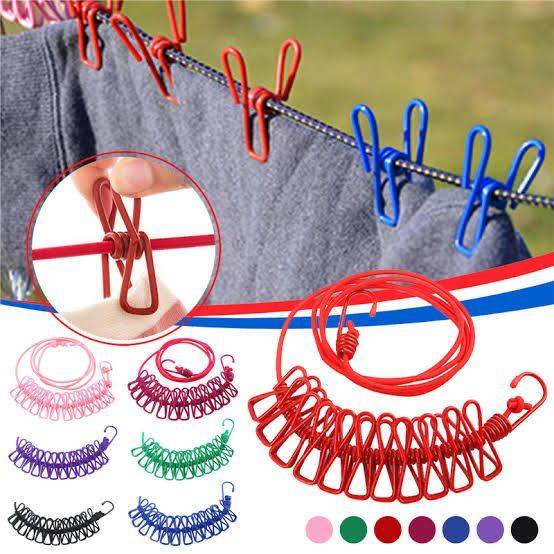 Clip & Hang Portable Clothesline With 12 Clips