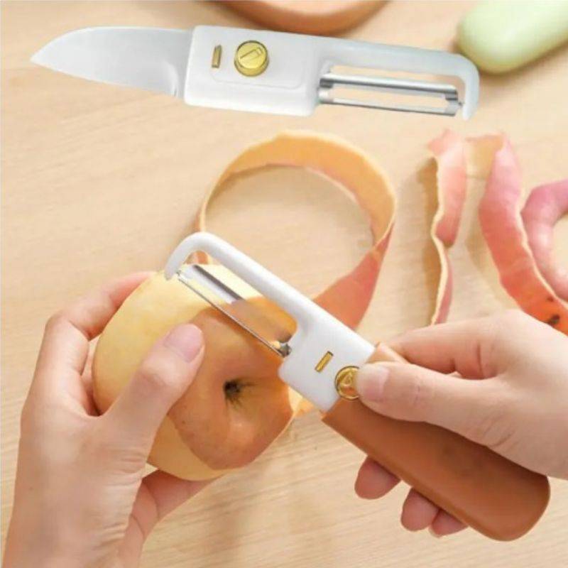 Stainless Steel 2 in 1 Fruit cutting Knife with Peeler For Peeling and Cutting, Outdoor Picnic Tool, Kitchen Gadget