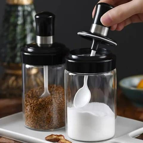 Spice Jar With Attached Spoon Pack Of 2