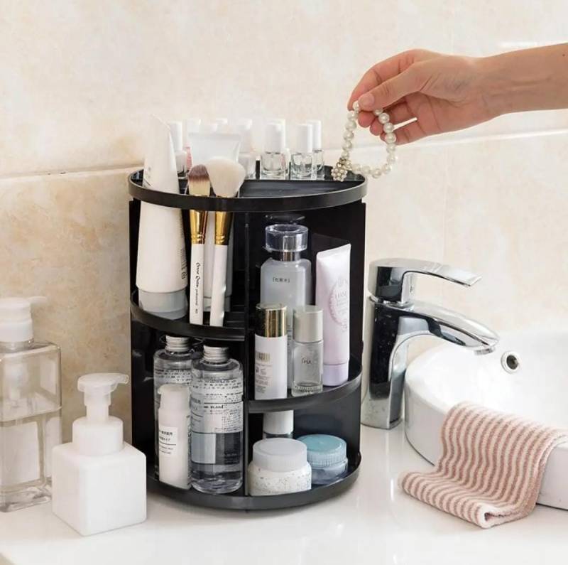 Makeup organizer 360 degree rotating cosmetic storage organizer plastic