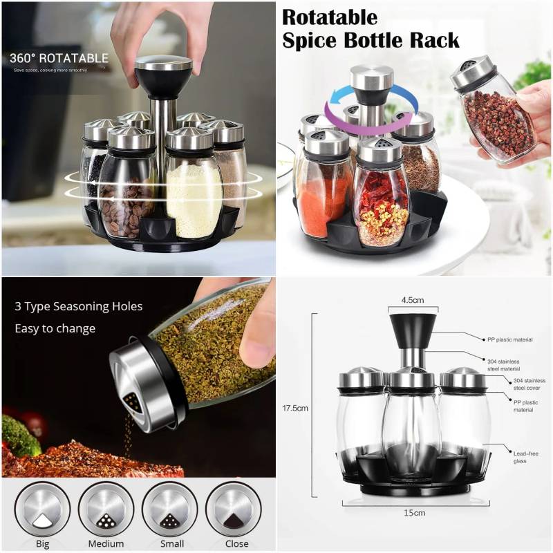 Rotating 6 Bottles Spice Rack