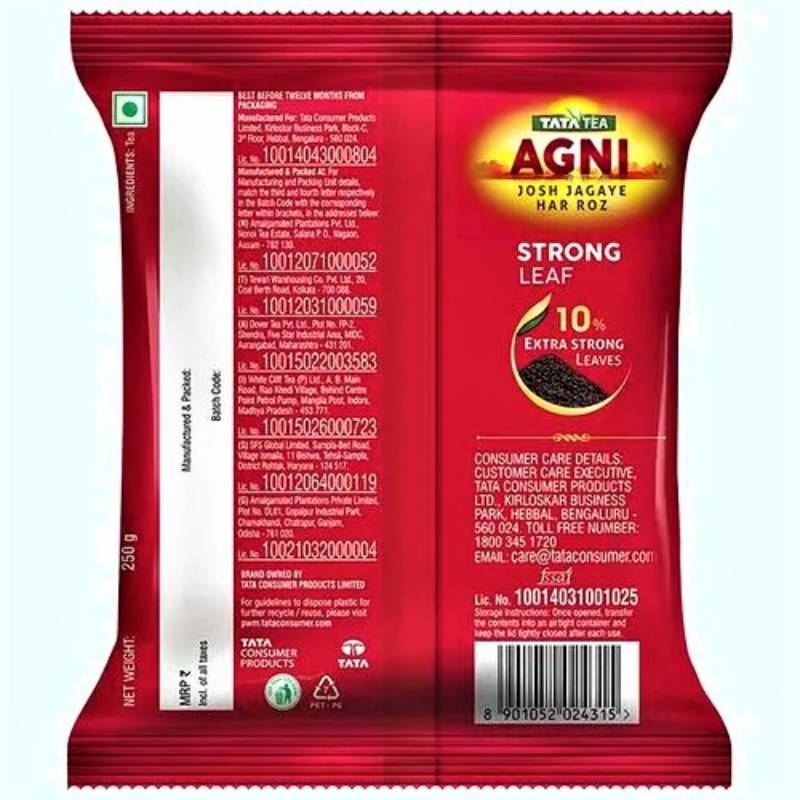 Tata Tea Agni Extra Strong Leaves 250g.