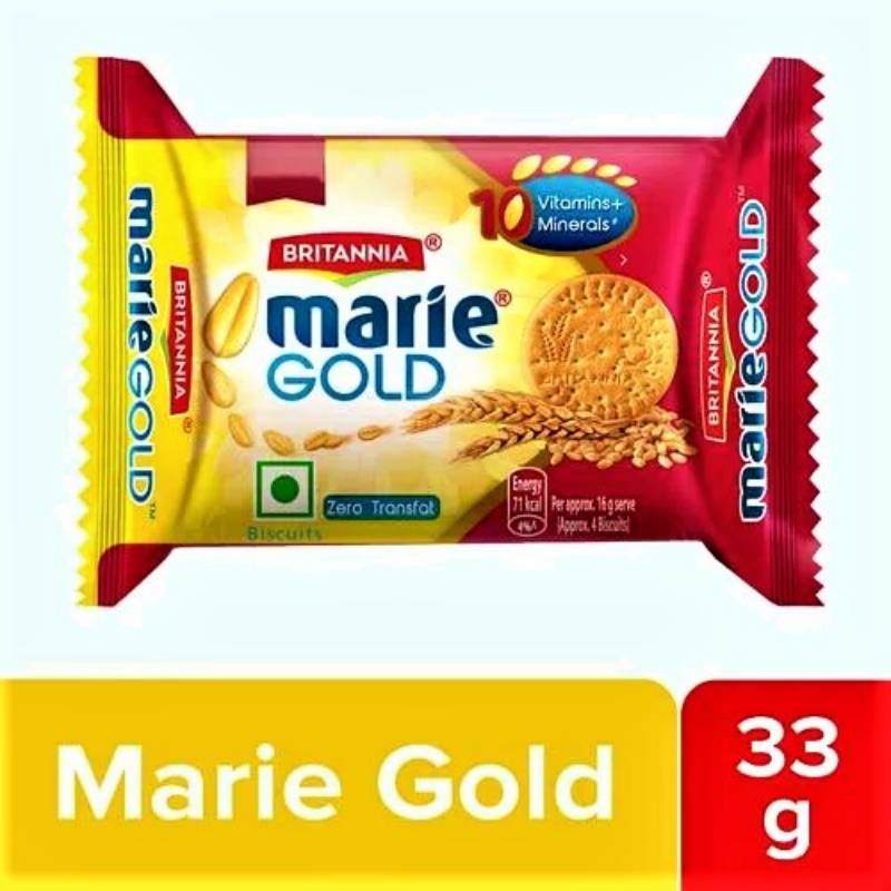 Britannia Marie Gold Biscuit - Crunchy, Light, Zero Trans Fat, Ready To Eat, 33 g Pouch