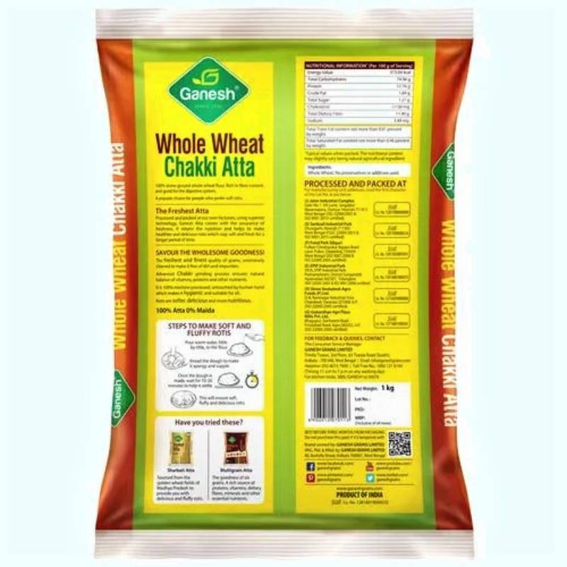 Ganesh Whole Wheat Chakki Atta, 1 Kg