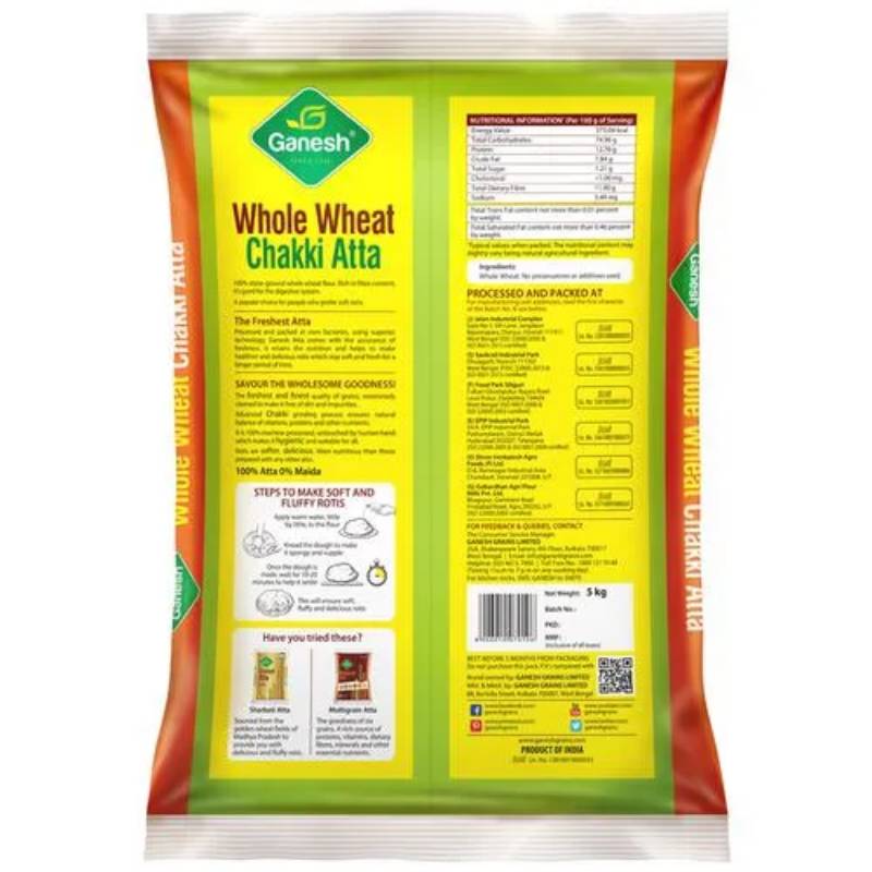 Ganesh Whole Wheat Chakki Atta, 5 Kg