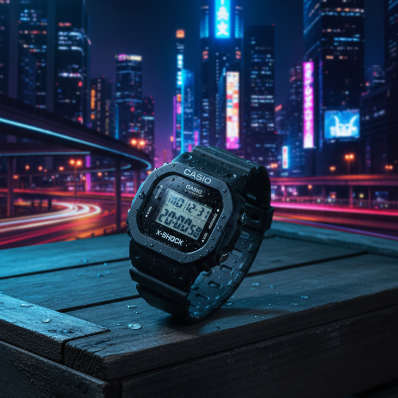 Casio X-SHOCK Classic Square Digital Watch - Black Resin, Shock-Resistant, Day/Date/Time Display, Water Resistant Sport Watch ( without box)