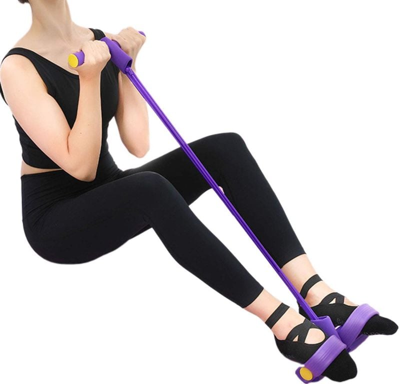 Foot Pedal Resistance Band Elastic Sit-Up Pull Rope Yoga Fitness Gym - Elastic Pull Ropes Tummy Trimmer