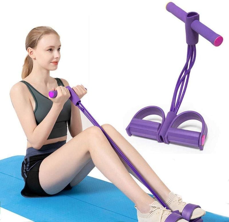 Foot Pedal Resistance Band Elastic Sit-Up Pull Rope Yoga Fitness Gym - Elastic Pull Ropes Tummy Trimmer