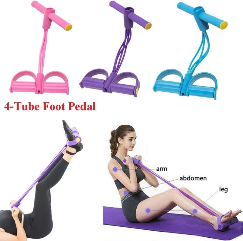 Foot Pedal Resistance Band Elastic Sit-Up Pull Rope Yoga Fitness Gym - Elastic Pull Ropes Tummy Trimmer