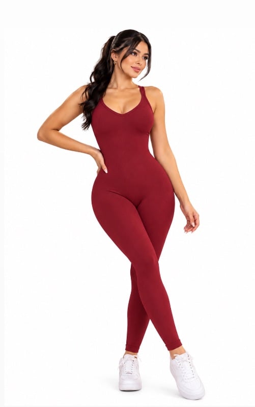 Jumpsuit deportivo espalda cruzada rojo