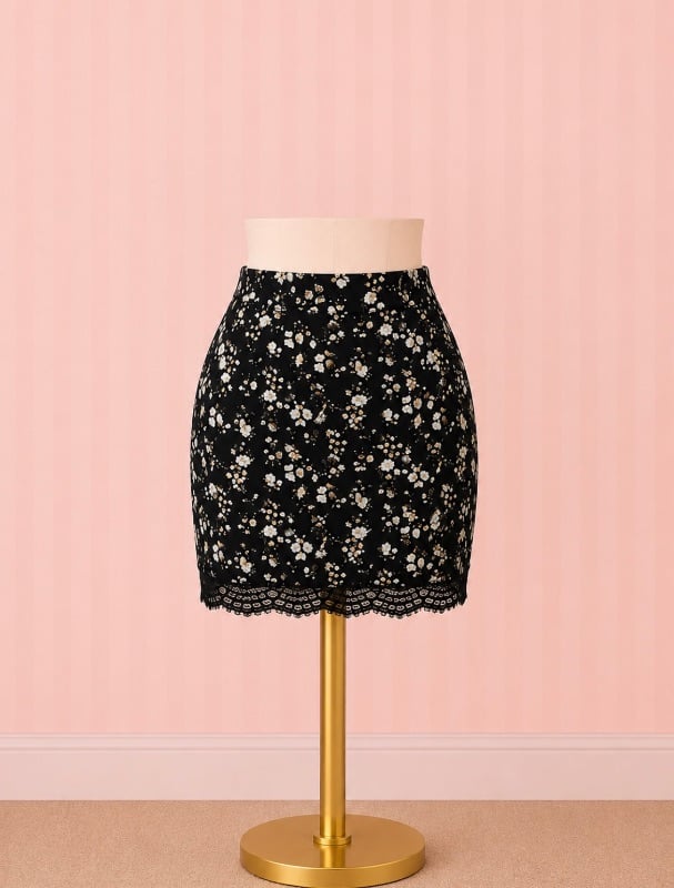 Falda Floral black
