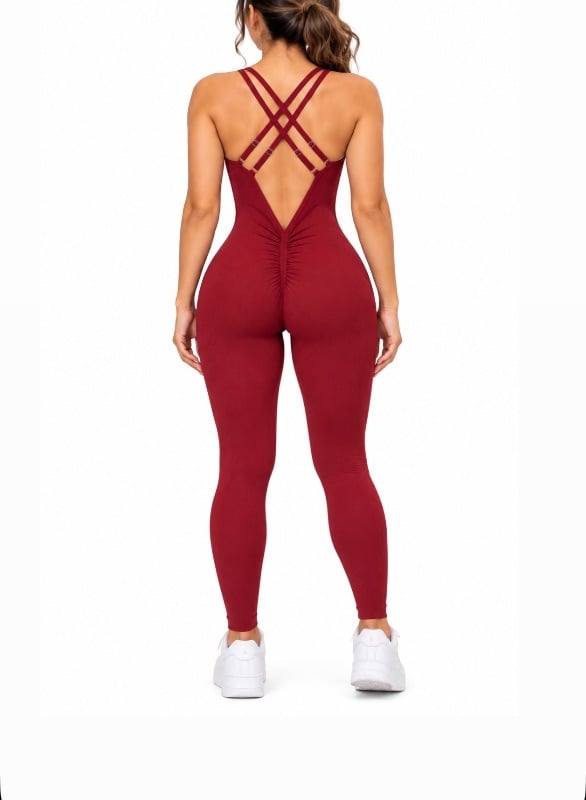 Jumpsuit deportivo espalda cruzada rojo
