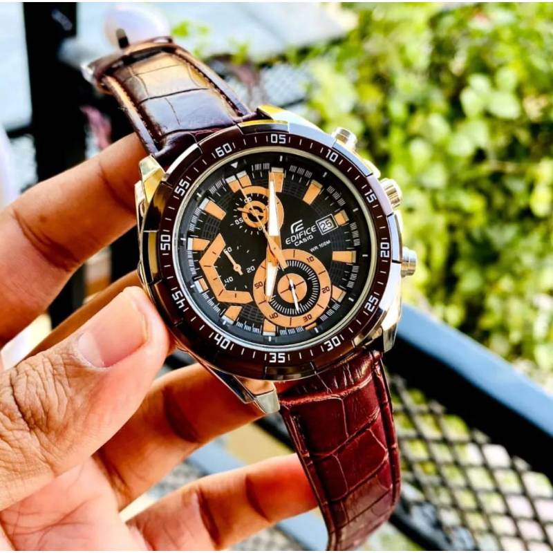 Edifice Leather Black Strap Efr 539 (Brown)