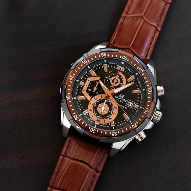 Edifice Leather Black Strap Efr 539 (Brown)