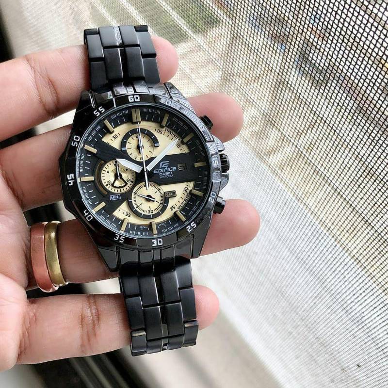 Edifice Black Yellow Faded Dial