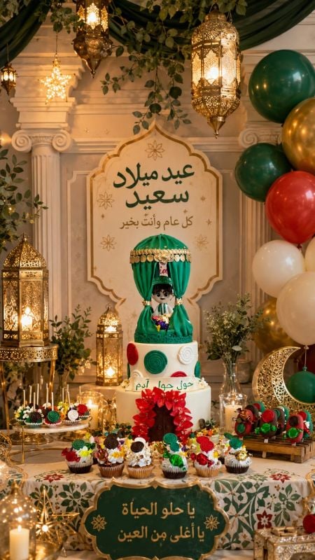 حول حول ولد مع خيمة تقليدي