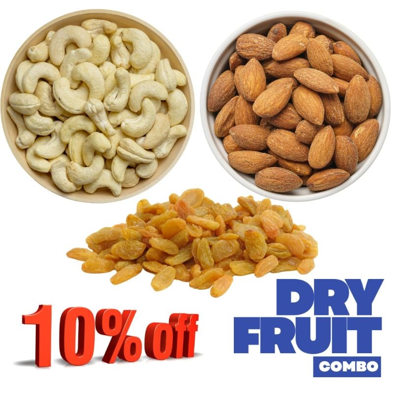 Jivan Organics Dry Fruits Combo - Cashews/Almonds/Raisins 250g each