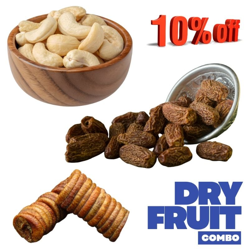 Jivan Organics Dry Fruits Combo - Cashews/Dry Figs/Dry Dates 250g each