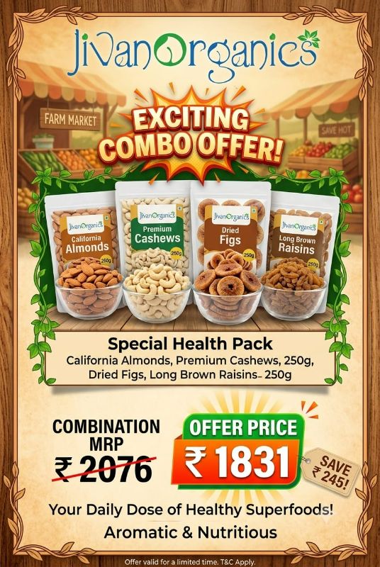 Jivan Organics Combo - Almonds | Cashew | Dry Figs | Raisins (Brown)