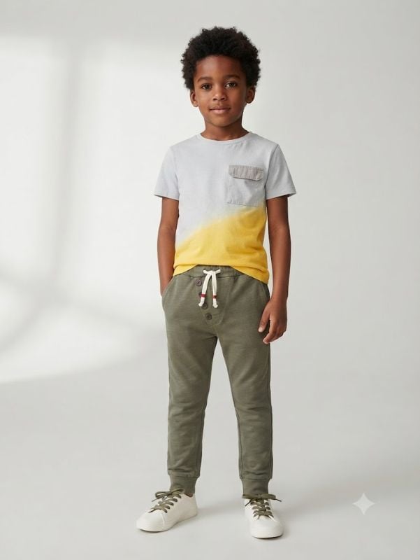 Jogging vert et tee- shirt bi- color Evariste