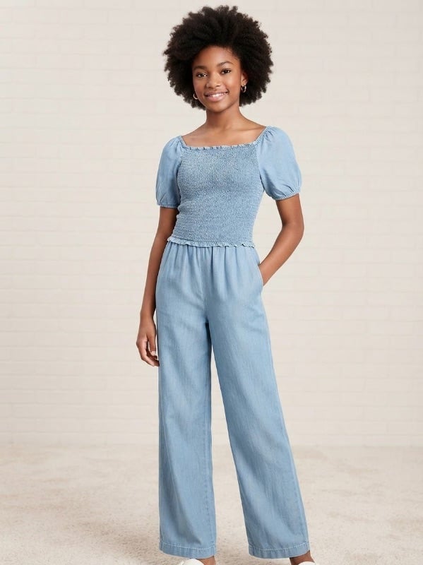 Combinaison maé en jeans bleu claire