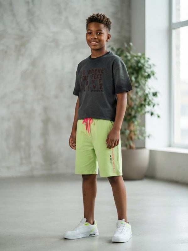 Ensemble culotte et tee-shirts vert claire noir