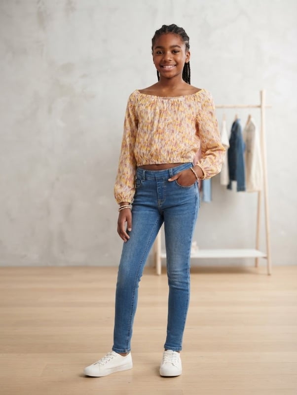 Ensemble Rina jeans et haut fleurie
