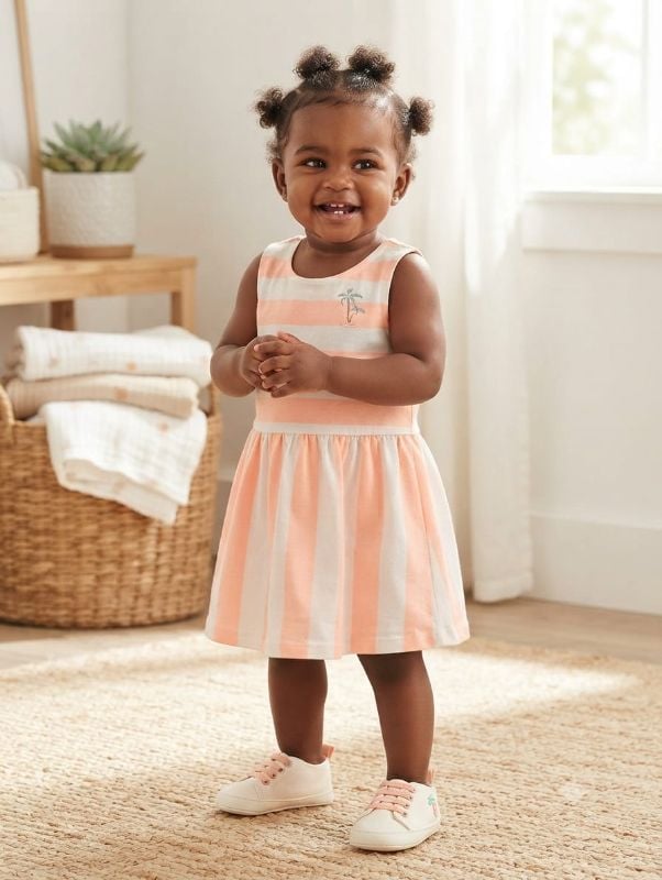 Robe à bandes EVA PINK