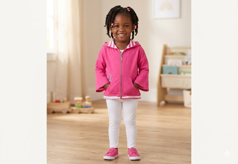 Pull- over rose à capuche