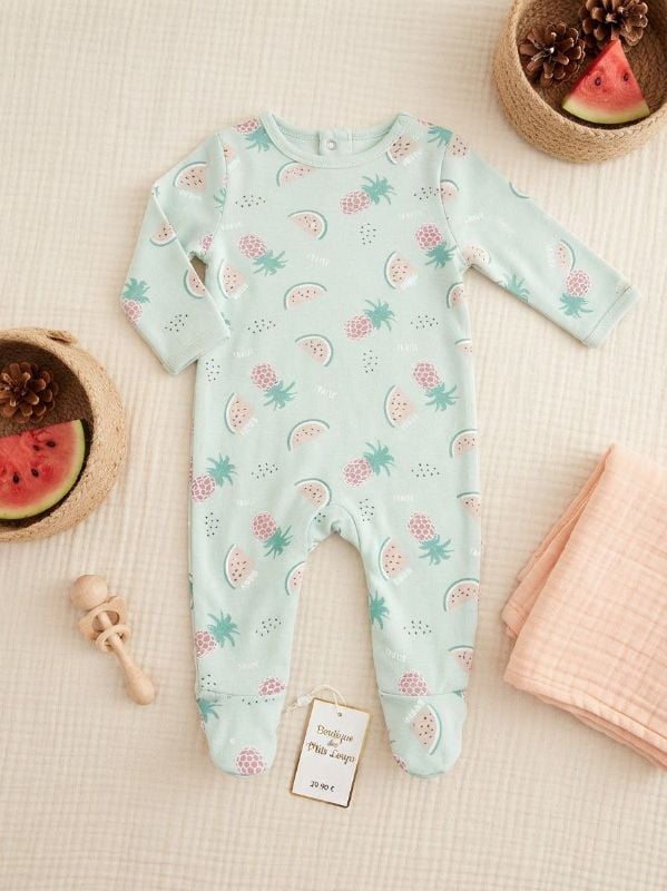 Grenouillère fruits green (Naissance - 0,10)