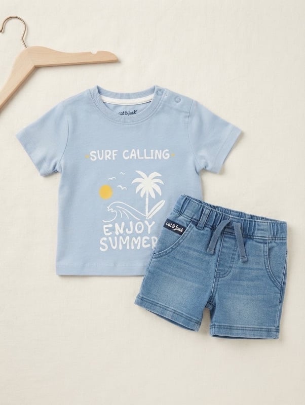 Culotte jeans et T-shirt enjoy