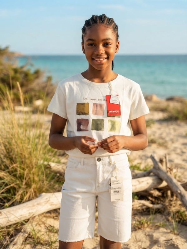 Ensemble Cullotte et tee-shirts blanc carreaux
