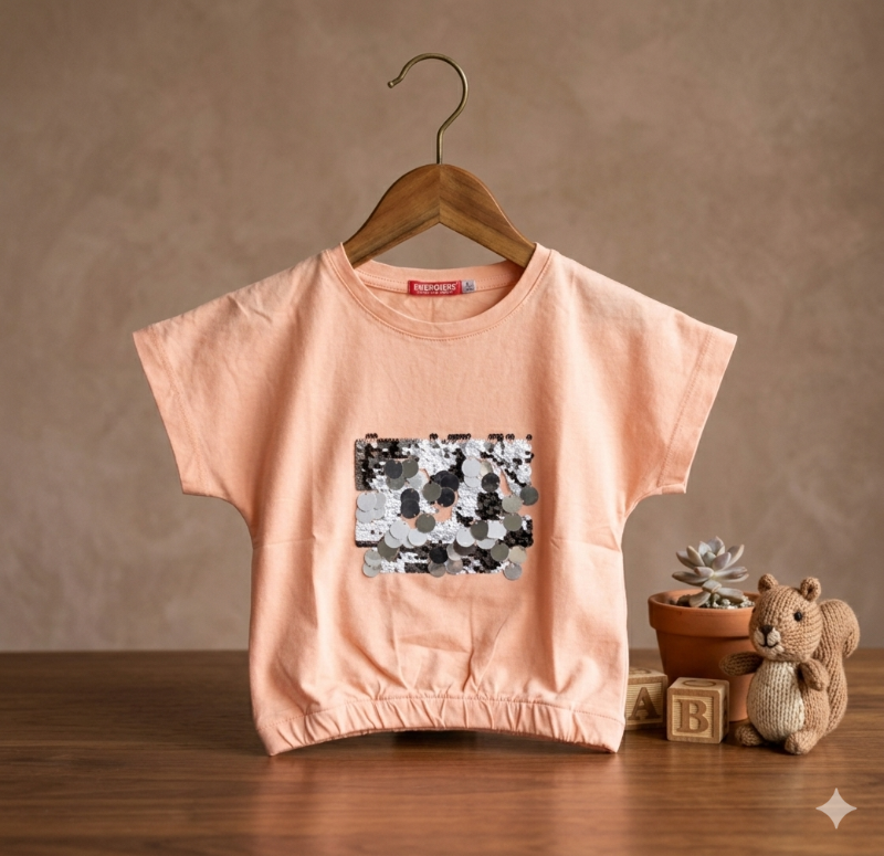 Tee- shirt fille strass Rose
