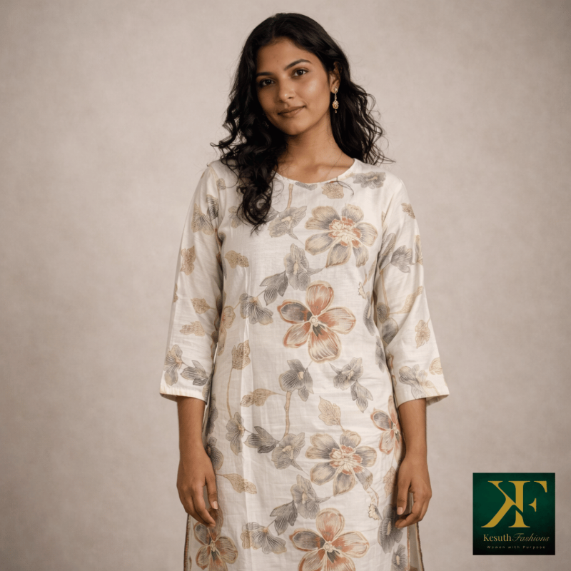 Ivory big floral dress