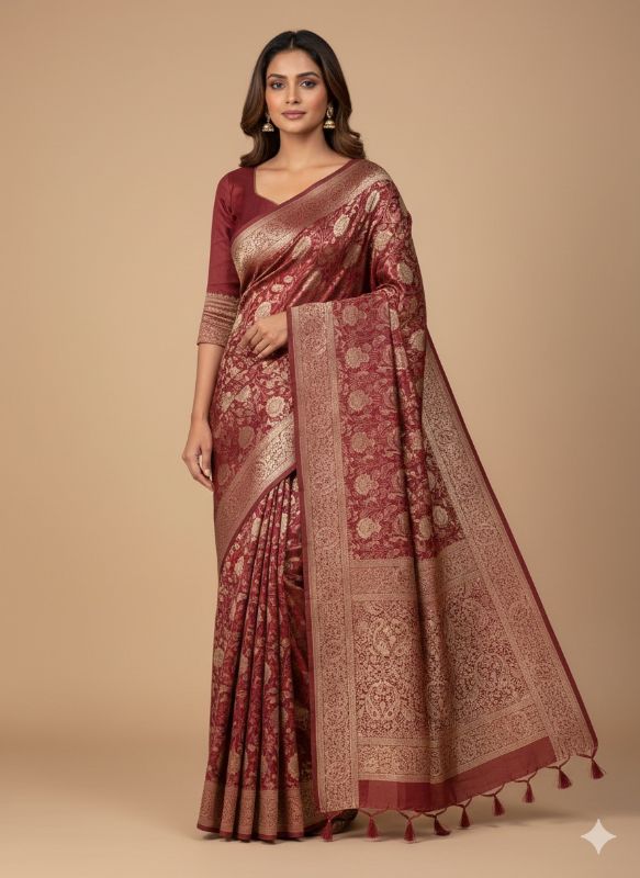 Royal Maroon Banarasi Silk Saree