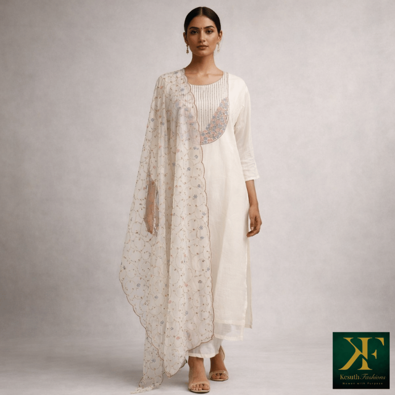 Ivory Embroidered Kurta Set
