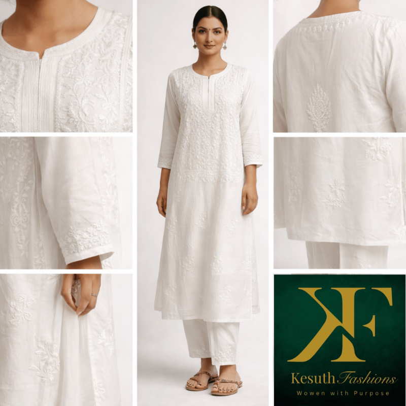 White Chikankari Kurta Set