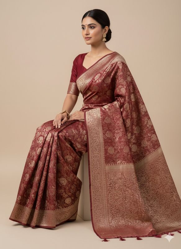 Royal Maroon Banarasi Silk Saree