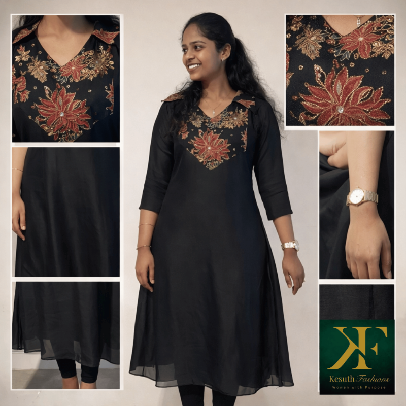 Black Embroidered Dress