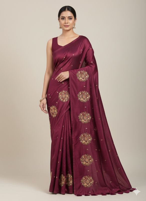 Violet Floral Saree