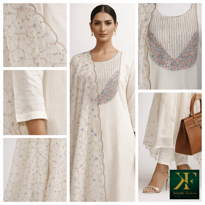 Ivory Embroidered Kurta Set
