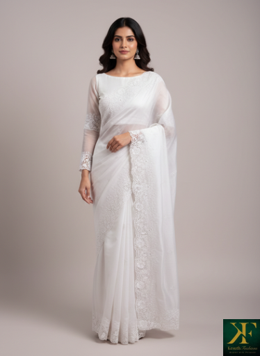 Pure White Saree