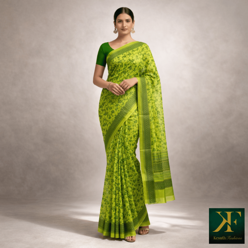Net Kota saree - Green