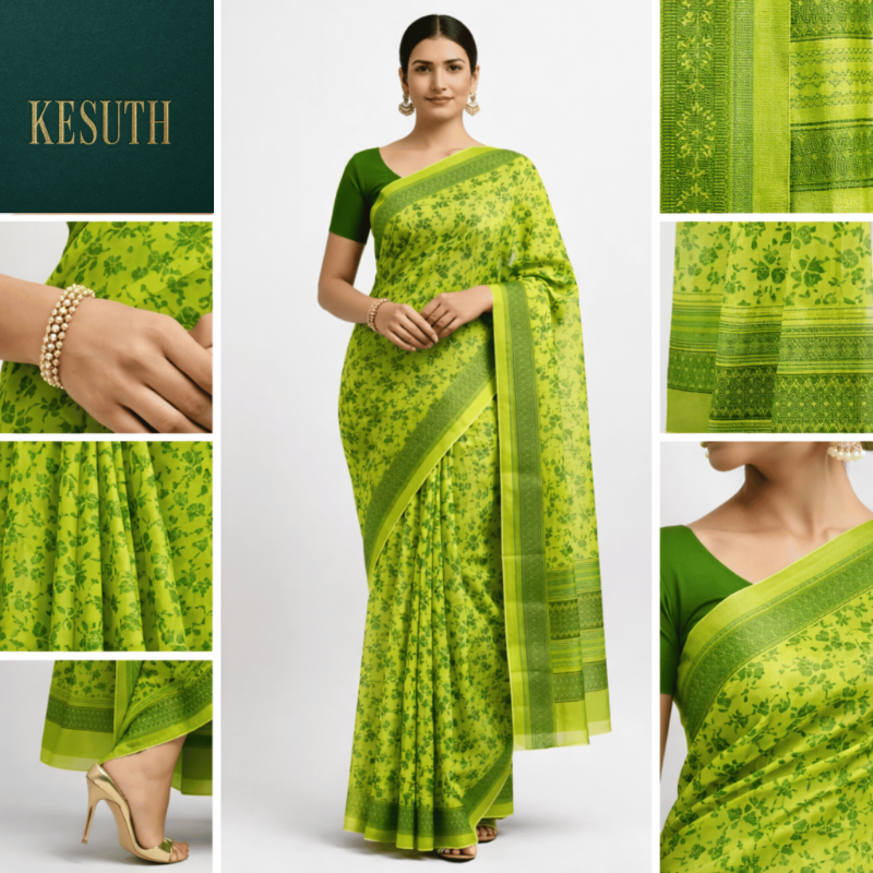 Net Kota saree - Green