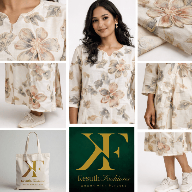 Ivory big floral dress