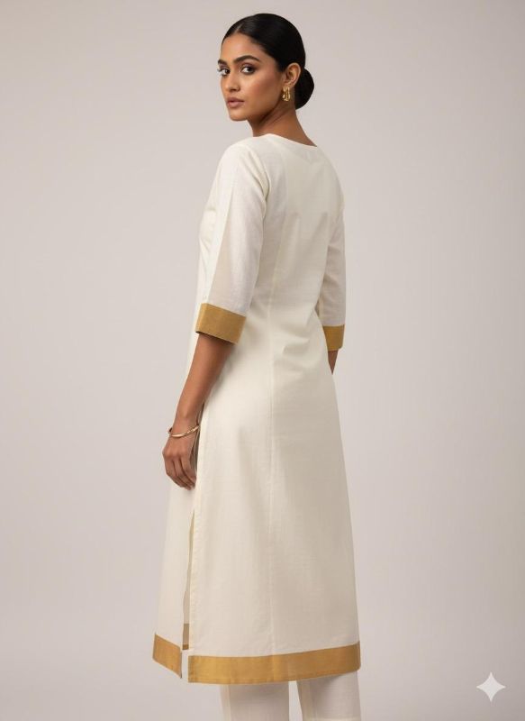 Cream Kurta Onam Dress