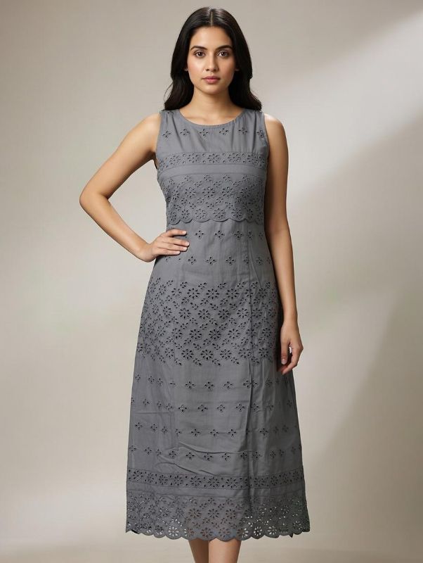 Grey Hakoba Kurthi