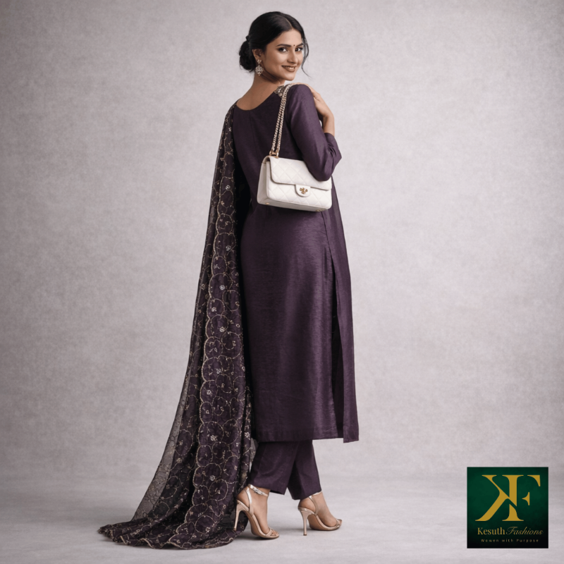 Royal Plum Embroidered Kurta Set