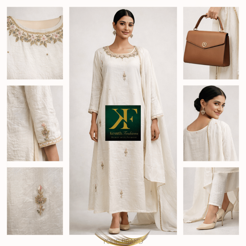 Ivory Crushed Organza Kurta