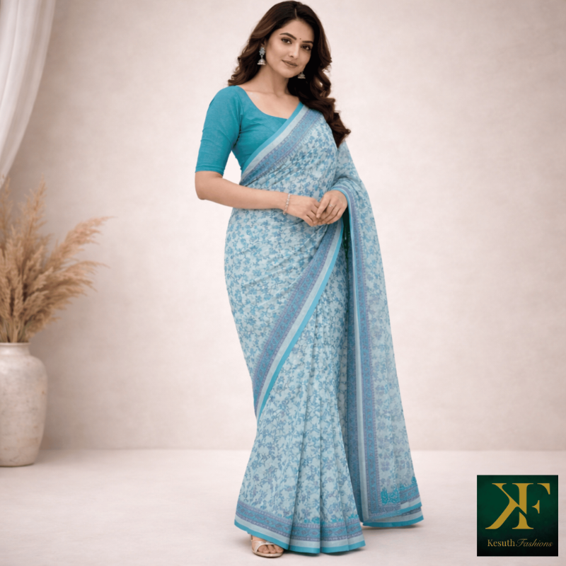 Net Kota saree - Blue